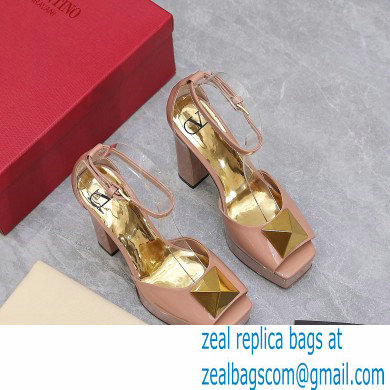 Valentino Heel 13cm platform 3.5cm ONE STUD open-toe Pumps in patent leather Nude 2022