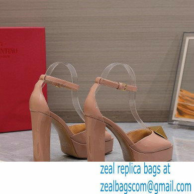 Valentino Heel 13cm platform 3.5cm ONE STUD open-toe Pumps in patent leather Nude 2022