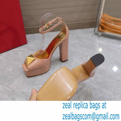 Valentino Heel 13cm platform 3.5cm ONE STUD open-toe Pumps in patent leather Nude 2022