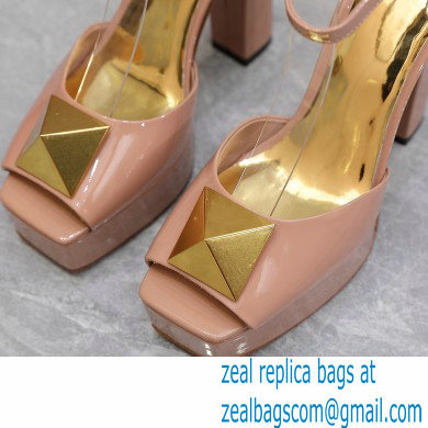 Valentino Heel 13cm platform 3.5cm ONE STUD open-toe Pumps in patent leather Nude 2022