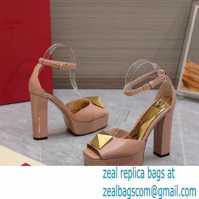 Valentino Heel 13cm platform 3.5cm ONE STUD open-toe Pumps in patent leather Nude 2022