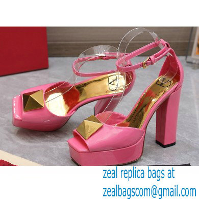 Valentino Heel 13cm platform 3.5cm ONE STUD open-toe Pumps in patent leather Pink 2022