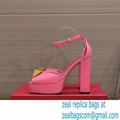 Valentino Heel 13cm platform 3.5cm ONE STUD open-toe Pumps in patent leather Pink 2022 - Click Image to Close