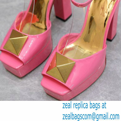 Valentino Heel 13cm platform 3.5cm ONE STUD open-toe Pumps in patent leather Pink 2022