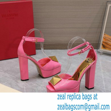 Valentino Heel 13cm platform 3.5cm ONE STUD open-toe Pumps in patent leather Pink 2022
