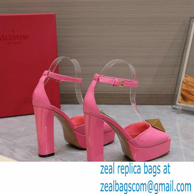 Valentino Heel 13cm platform 3.5cm ONE STUD open-toe Pumps in patent leather Pink 2022