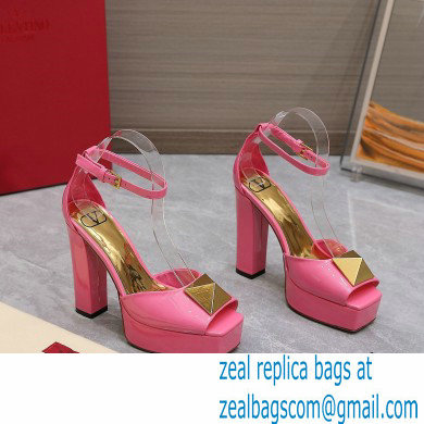 Valentino Heel 13cm platform 3.5cm ONE STUD open-toe Pumps in patent leather Pink 2022