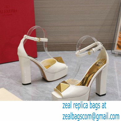 Valentino Heel 13cm platform 3.5cm ONE STUD open-toe Pumps in patent leather White 2022