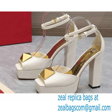 Valentino Heel 13cm platform 3.5cm ONE STUD open-toe Pumps in patent leather White 2022