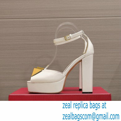 Valentino Heel 13cm platform 3.5cm ONE STUD open-toe Pumps in patent leather White 2022