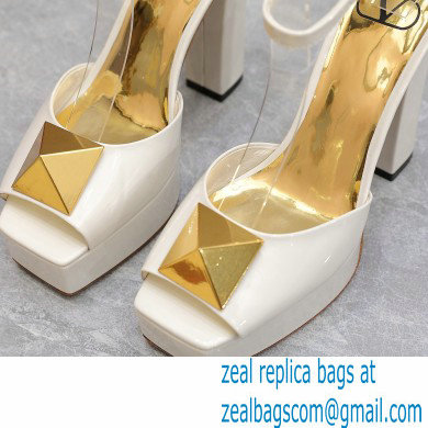 Valentino Heel 13cm platform 3.5cm ONE STUD open-toe Pumps in patent leather White 2022