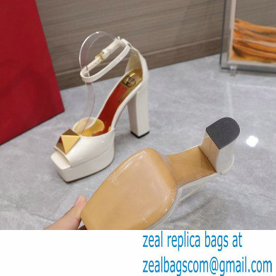 Valentino Heel 13cm platform 3.5cm ONE STUD open-toe Pumps in patent leather White 2022