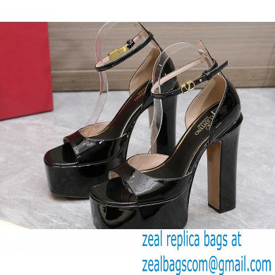 Valentino Heel 15.5cm platform 4cm Tan-Go Sandals in patent leather Black 2022