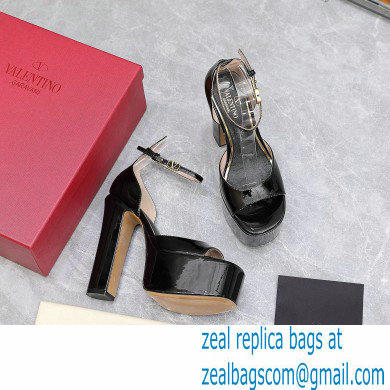 Valentino Heel 15.5cm platform 4cm Tan-Go Sandals in patent leather Black 2022