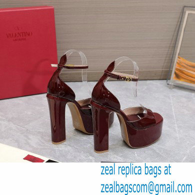 Valentino Heel 15.5cm platform 4cm Tan-Go Sandals in patent leather Burgundy 2022