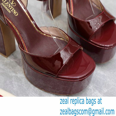 Valentino Heel 15.5cm platform 4cm Tan-Go Sandals in patent leather Burgundy 2022