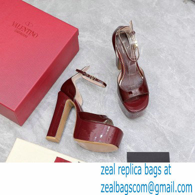 Valentino Heel 15.5cm platform 4cm Tan-Go Sandals in patent leather Burgundy 2022