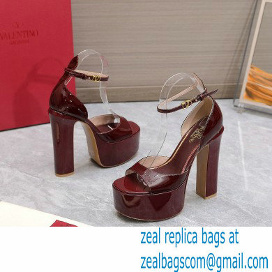 Valentino Heel 15.5cm platform 4cm Tan-Go Sandals in patent leather Burgundy 2022