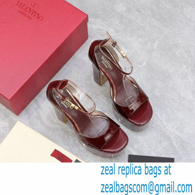 Valentino Heel 15.5cm platform 4cm Tan-Go Sandals in patent leather Burgundy 2022