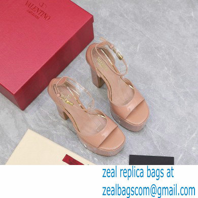 Valentino Heel 15.5cm platform 4cm Tan-Go Sandals in patent leather Nude 2022