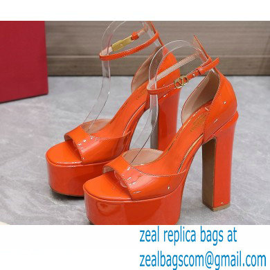 Valentino Heel 15.5cm platform 4cm Tan-Go Sandals in patent leather Orange 2022