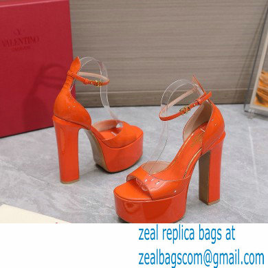 Valentino Heel 15.5cm platform 4cm Tan-Go Sandals in patent leather Orange 2022