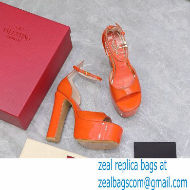 Valentino Heel 15.5cm platform 4cm Tan-Go Sandals in patent leather Orange 2022