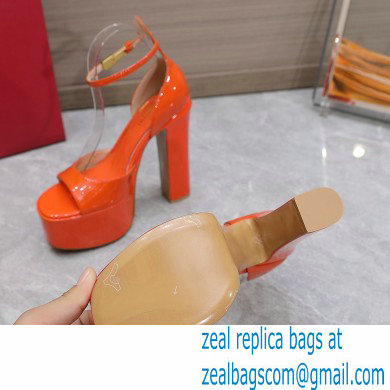 Valentino Heel 15.5cm platform 4cm Tan-Go Sandals in patent leather Orange 2022