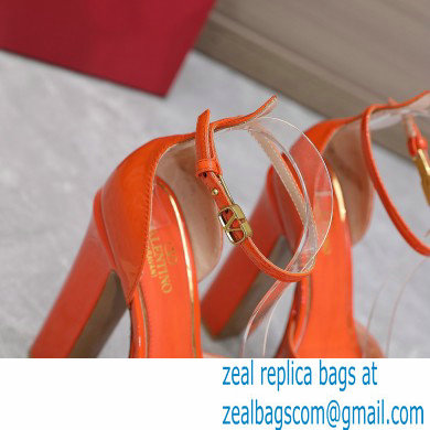 Valentino Heel 15.5cm platform 4cm Tan-Go Sandals in patent leather Orange 2022