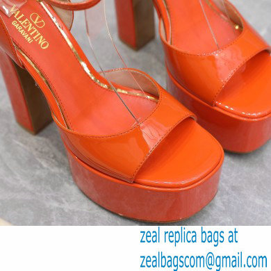 Valentino Heel 15.5cm platform 4cm Tan-Go Sandals in patent leather Orange 2022