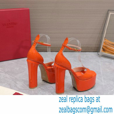 Valentino Heel 15.5cm platform 4cm Tan-Go Sandals in patent leather Orange 2022