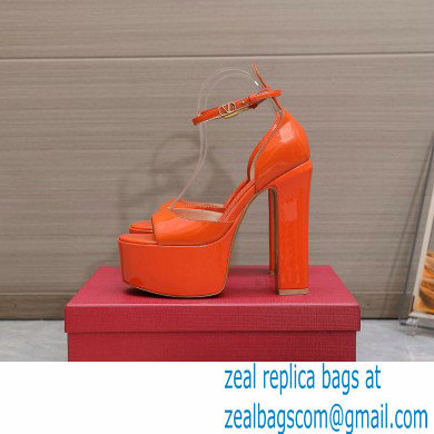 Valentino Heel 15.5cm platform 4cm Tan-Go Sandals in patent leather Orange 2022