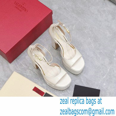 Valentino Heel 15.5cm platform 4cm Tan-Go Sandals in patent leather White 2022