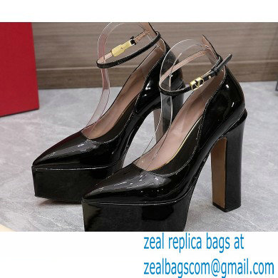 Valentino Heel 15.5cm platform 5.5cm Tan-Go Pointy Pumps in patent leather Black 2022