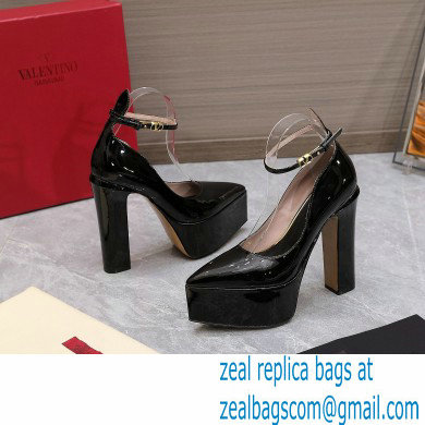 Valentino Heel 15.5cm platform 5.5cm Tan-Go Pointy Pumps in patent leather Black 2022