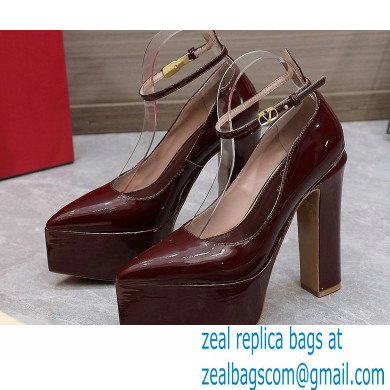 Valentino Heel 15.5cm platform 5.5cm Tan-Go Pointy Pumps in patent leather Burgundy 2022