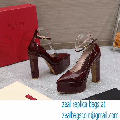 Valentino Heel 15.5cm platform 5.5cm Tan-Go Pointy Pumps in patent leather Burgundy 2022