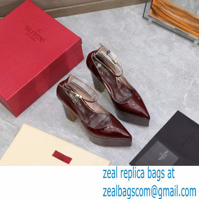 Valentino Heel 15.5cm platform 5.5cm Tan-Go Pointy Pumps in patent leather Burgundy 2022