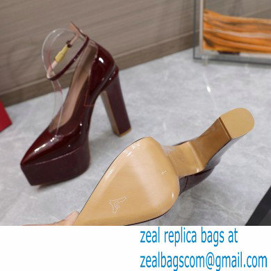 Valentino Heel 15.5cm platform 5.5cm Tan-Go Pointy Pumps in patent leather Burgundy 2022