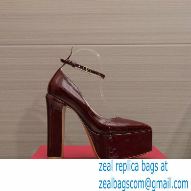 Valentino Heel 15.5cm platform 5.5cm Tan-Go Pointy Pumps in patent leather Burgundy 2022