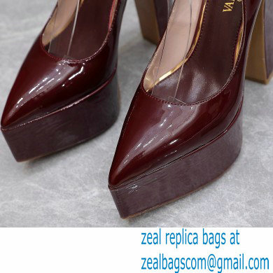 Valentino Heel 15.5cm platform 5.5cm Tan-Go Pointy Pumps in patent leather Burgundy 2022