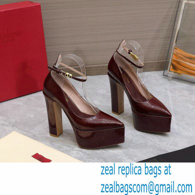 Valentino Heel 15.5cm platform 5.5cm Tan-Go Pointy Pumps in patent leather Burgundy 2022