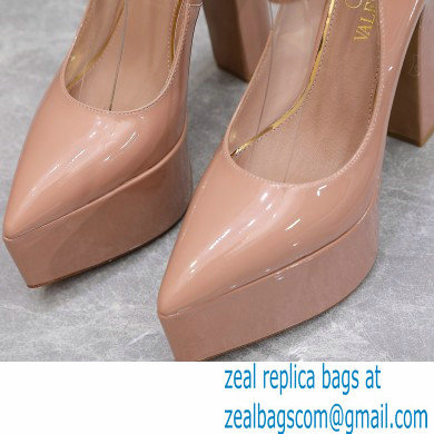 Valentino Heel 15.5cm platform 5.5cm Tan-Go Pointy Pumps in patent leather Nude 2022