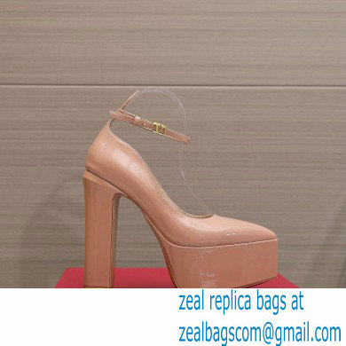 Valentino Heel 15.5cm platform 5.5cm Tan-Go Pointy Pumps in patent leather Nude 2022