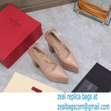 Valentino Heel 15.5cm platform 5.5cm Tan-Go Pointy Pumps in patent leather Nude 2022