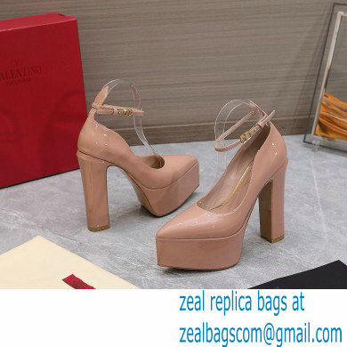 Valentino Heel 15.5cm platform 5.5cm Tan-Go Pointy Pumps in patent leather Nude 2022