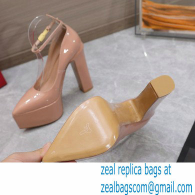 Valentino Heel 15.5cm platform 5.5cm Tan-Go Pointy Pumps in patent leather Nude 2022