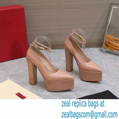 Valentino Heel 15.5cm platform 5.5cm Tan-Go Pointy Pumps in patent leather Nude 2022