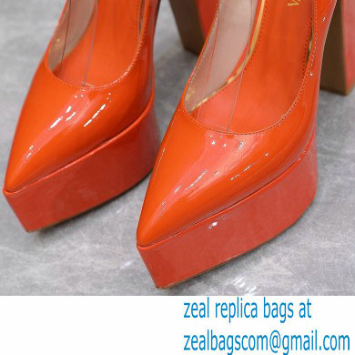 Valentino Heel 15.5cm platform 5.5cm Tan-Go Pointy Pumps in patent leather Orange 2022