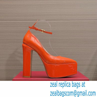 Valentino Heel 15.5cm platform 5.5cm Tan-Go Pointy Pumps in patent leather Orange 2022